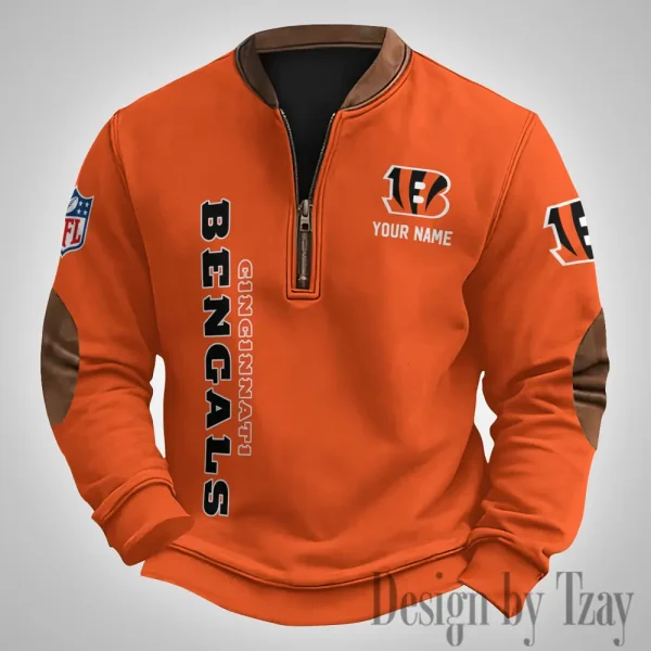 Cincinnati Bengals Men's Vintage Zipper Stand Collar Sweatshirt S9MPZNS244 - Image 2