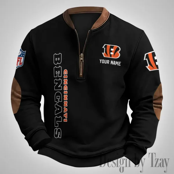 Cincinnati Bengals Men's Vintage Zipper Stand Collar Sweatshirt S9MPZNS244 - Image 3