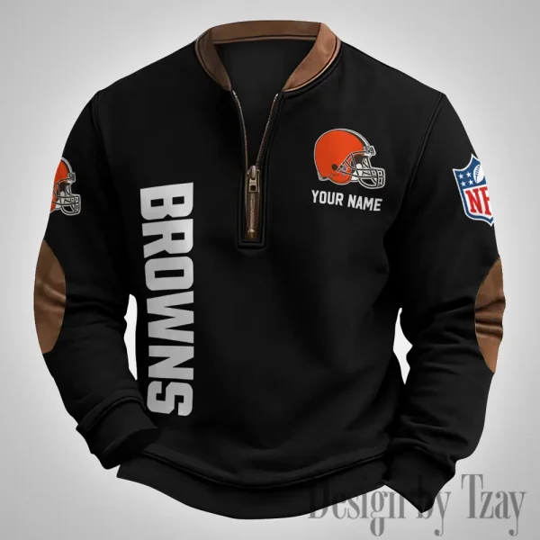 Cleveland Browns Men's Vintage Zipper Stand Collar Sweatshirt S9MPZNS245 - Image 3