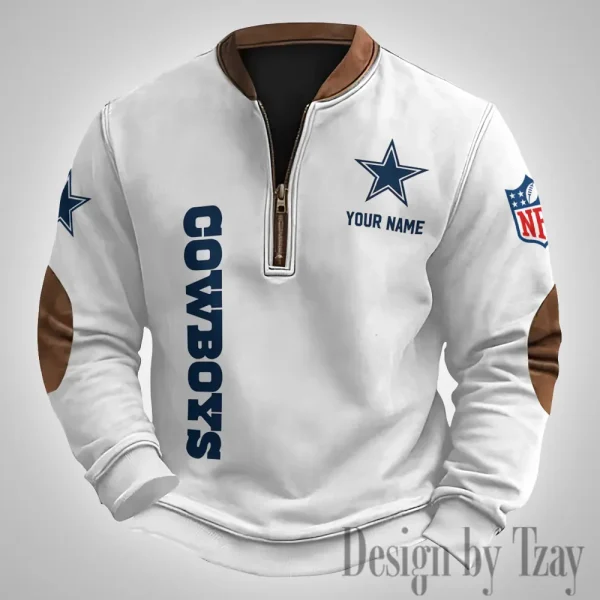 Dallas Cowboys Men's Vintage Zipper Stand Collar Sweatshirt S9MPZNS246 - Image 2