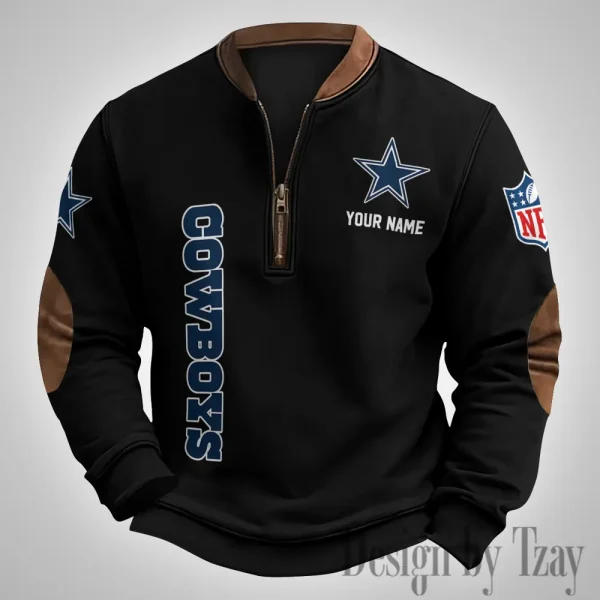 Dallas Cowboys Men's Vintage Zipper Stand Collar Sweatshirt S9MPZNS246 - Image 3