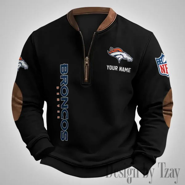 Denver Broncos Men's Vintage Zipper Stand Collar Sweatshirt S9MPZNS247 - Image 3