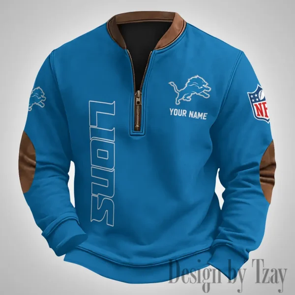 Detroit Lions Men's Vintage Zipper Stand Collar Sweatshirt S9MPZNS248