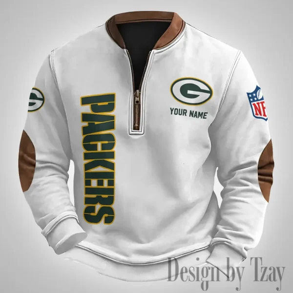 Green Bay Packers Men's Vintage Zipper Stand Collar Sweatshirt S9MPZNS249 - Image 2