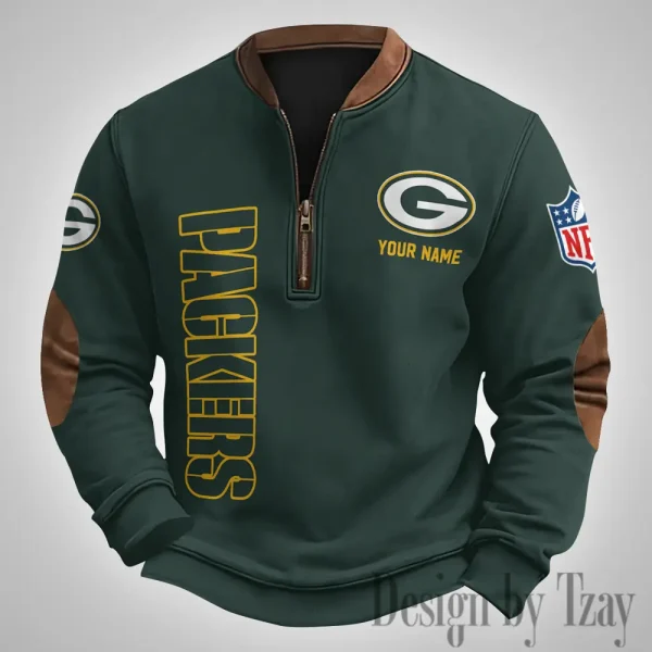 Green Bay Packers Men's Vintage Zipper Stand Collar Sweatshirt S9MPZNS249