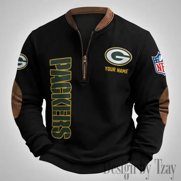 Green Bay Packers Men's Vintage Zipper Stand Collar Sweatshirt S9MPZNS249 - Image 3