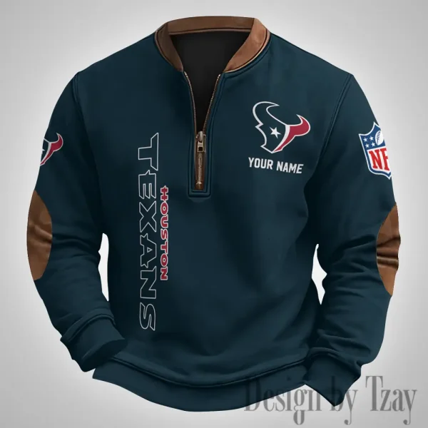 Houston Texans Men's Vintage Zipper Stand Collar Sweatshirt S9MPZNS250 - Image 2