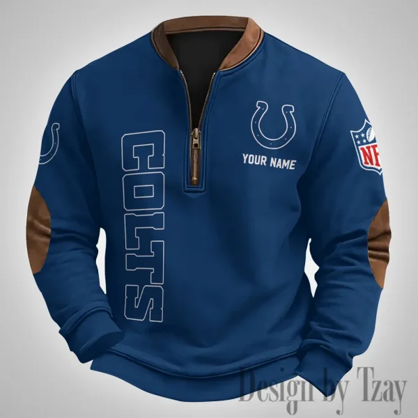 Indianapolis Colts Men's Vintage Zipper Stand Collar Sweatshirt S9MPZNS251 - Image 2