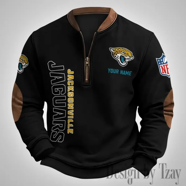 Jacksonville Jaguars Men's Vintage Zipper Stand Collar Sweatshirt S9MPZNS252 - Image 2