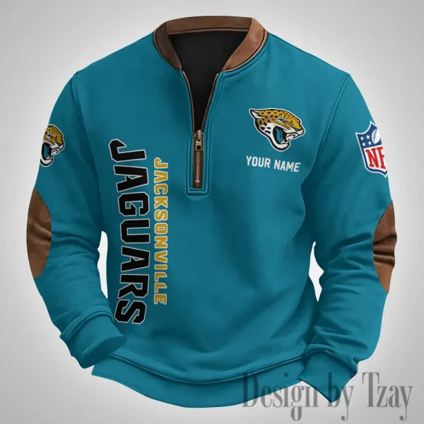 Jacksonville Jaguars Men's Vintage Zipper Stand Collar Sweatshirt S9MPZNS252 - Image 3