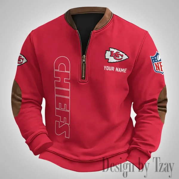 Kansas City Chiefs Men's Vintage Zipper Stand Collar Sweatshirt S9MPZNS253 - Image 2