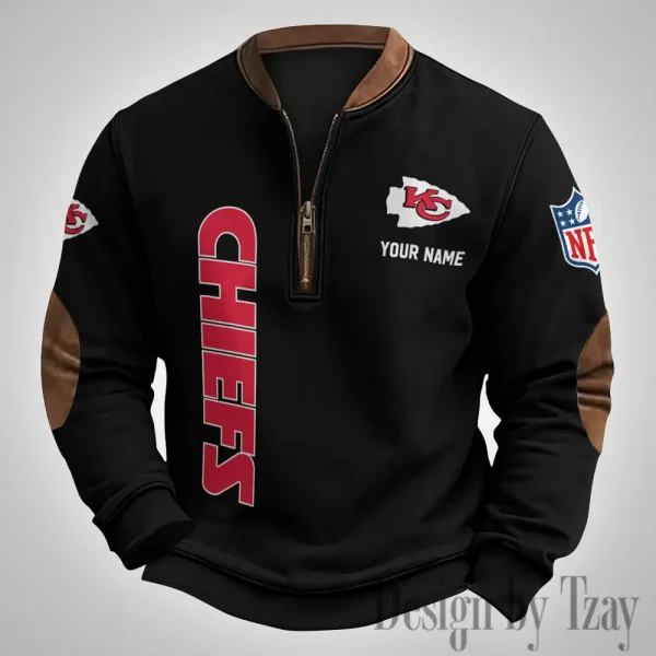 Kansas City Chiefs Men's Vintage Zipper Stand Collar Sweatshirt S9MPZNS253 - Image 3
