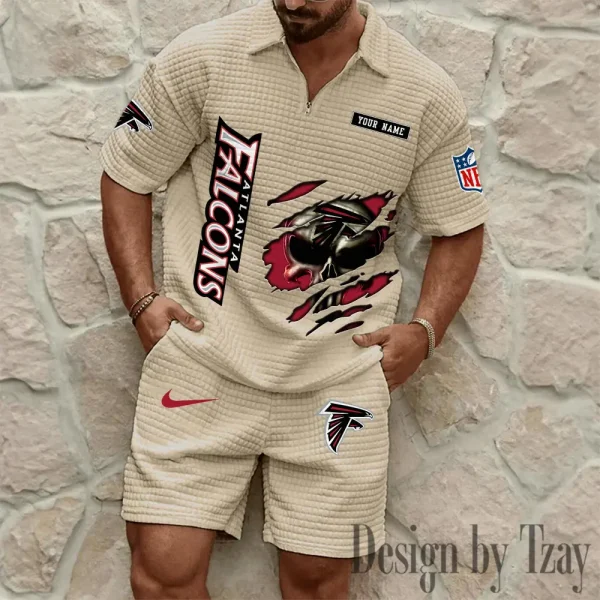 Atlanta Falcons Men's Waffle Knit Short Sleeve Slim Fit Soft Summer And Shorts BSPTWHZSS378 - Image 3