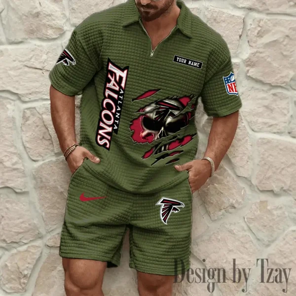 Atlanta Falcons Men's Waffle Knit Short Sleeve Slim Fit Soft Summer And Shorts BSPTWHZSS378 - Image 4