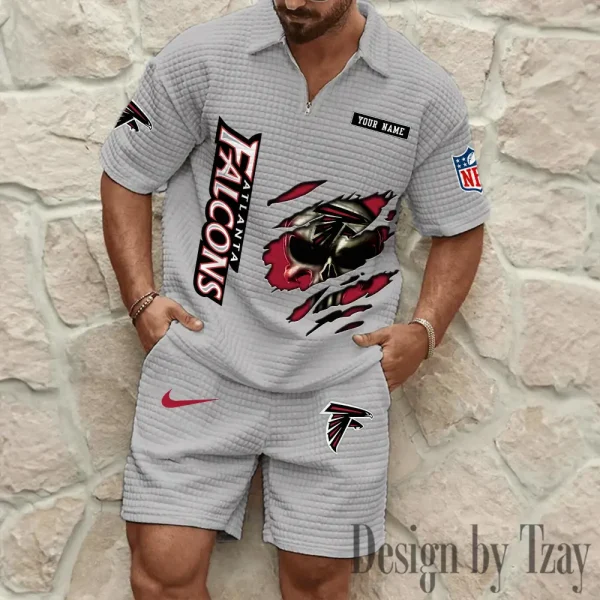 Atlanta Falcons Men's Waffle Knit Short Sleeve Slim Fit Soft Summer And Shorts BSPTWHZSS378 - Image 5