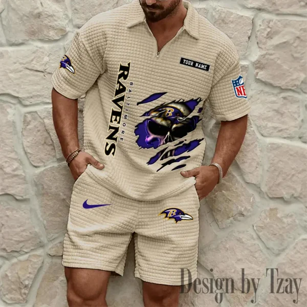 Baltimore Ravens Men's Waffle Knit Short Sleeve Slim Fit Soft Summer And Shorts BSPTWHZSS379 - Image 4