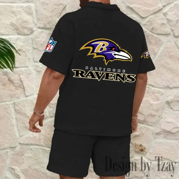 Baltimore Ravens Men's Waffle Knit Short Sleeve Slim Fit Soft Summer And Shorts BSPTWHZSS379 - Image 6