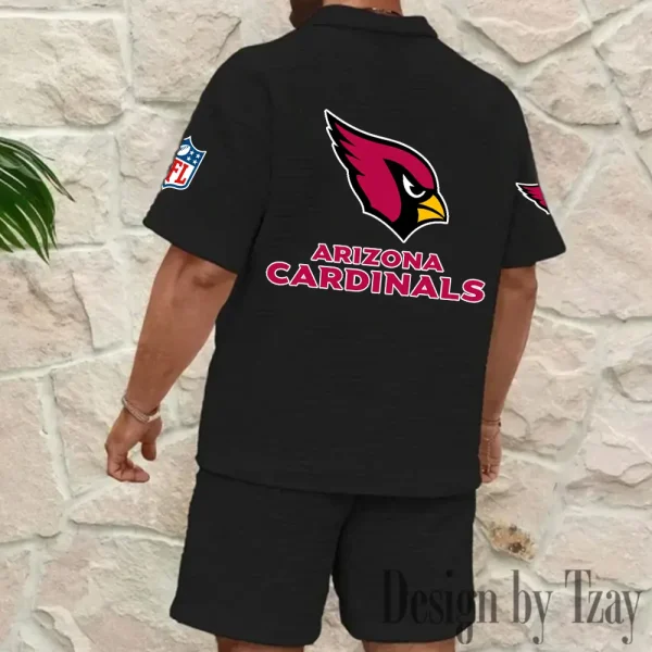 Arizona Cardinals Men's Waffle Knit Short Sleeve Slim Fit Soft Summer And Shorts BSPTWHZSS344 - Image 2