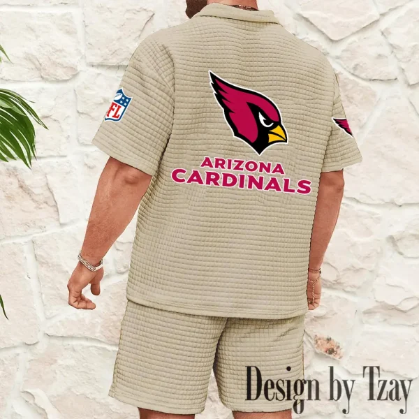 Arizona Cardinals Men's Waffle Knit Short Sleeve Slim Fit Soft Summer And Shorts BSPTWHZSS344 - Image 4