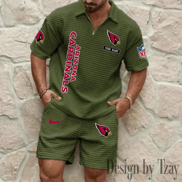 Arizona Cardinals Men's Waffle Knit Short Sleeve Slim Fit Soft Summer And Shorts BSPTWHZSS344 - Image 5