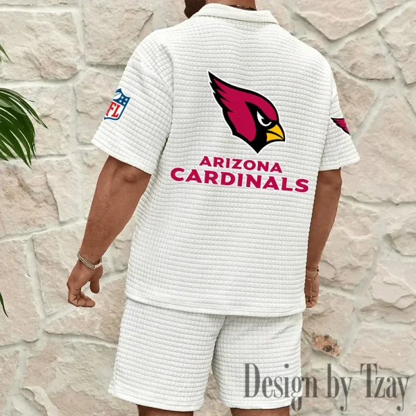 Arizona Cardinals Men's Waffle Knit Short Sleeve Slim Fit Soft Summer And Shorts BSPTWHZSS344 - Image 8