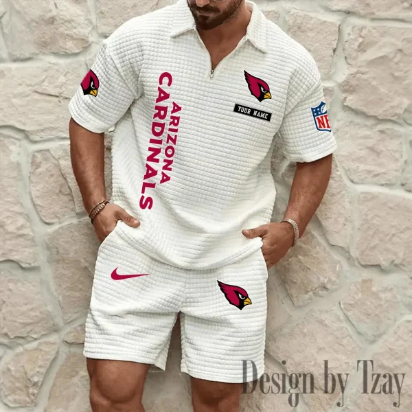 Arizona Cardinals Men's Waffle Knit Short Sleeve Slim Fit Soft Summer And Shorts BSPTWHZSS344 - Image 7