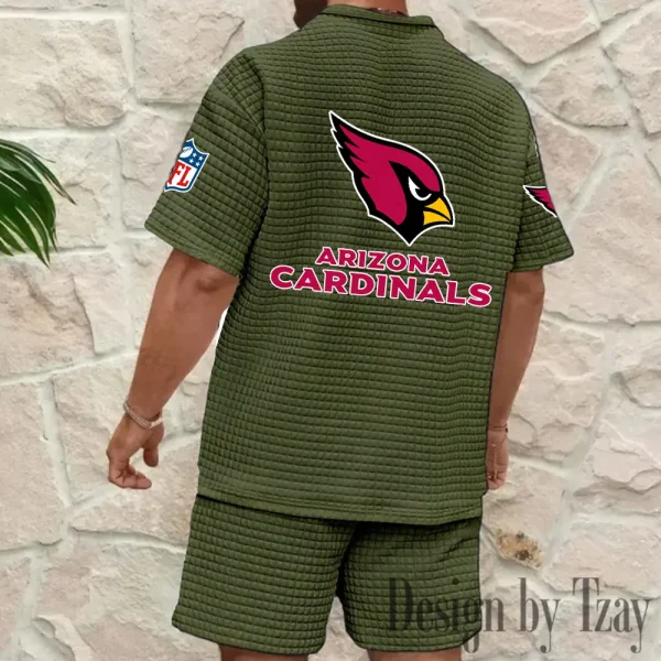 Arizona Cardinals Men's Waffle Knit Short Sleeve Slim Fit Soft Summer And Shorts BSPTWHZSS344 - Image 6