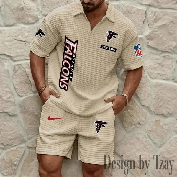 Atlanta Falcons Men's Waffle Knit Short Sleeve Slim Fit Soft Summer And Shorts BSPTWHZSS345 - Image 6