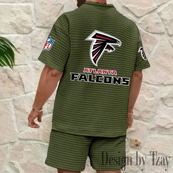 Atlanta Falcons Men's Waffle Knit Short Sleeve Slim Fit Soft Summer And Shorts BSPTWHZSS345 - Image 2