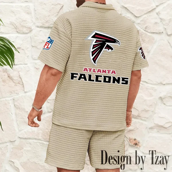 Atlanta Falcons Men's Waffle Knit Short Sleeve Slim Fit Soft Summer And Shorts BSPTWHZSS345 - Image 7