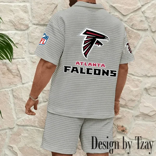 Atlanta Falcons Men's Waffle Knit Short Sleeve Slim Fit Soft Summer And Shorts BSPTWHZSS345 - Image 9
