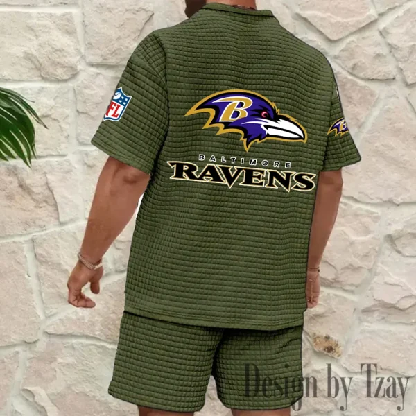 Baltimore Ravens Men's Waffle Knit Short Sleeve Slim Fit Soft Summer And Shorts BSPTWHZSS346 - Image 2