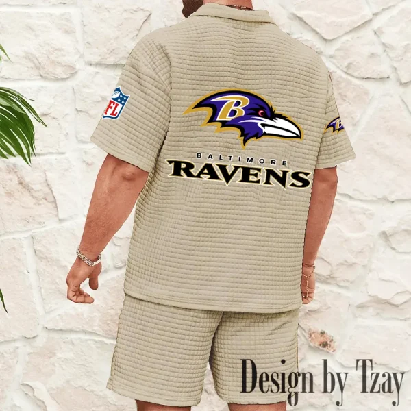 Baltimore Ravens Men's Waffle Knit Short Sleeve Slim Fit Soft Summer And Shorts BSPTWHZSS346 - Image 6