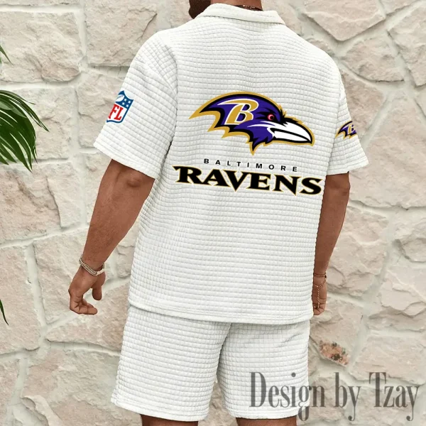 Baltimore Ravens Men's Waffle Knit Short Sleeve Slim Fit Soft Summer And Shorts BSPTWHZSS346 - Image 8