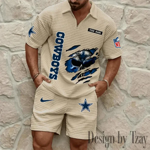Dallas Cowboys Men's Waffle Knit Short Sleeve Slim Fit Soft Summer And Shorts BSPTWHZSS385