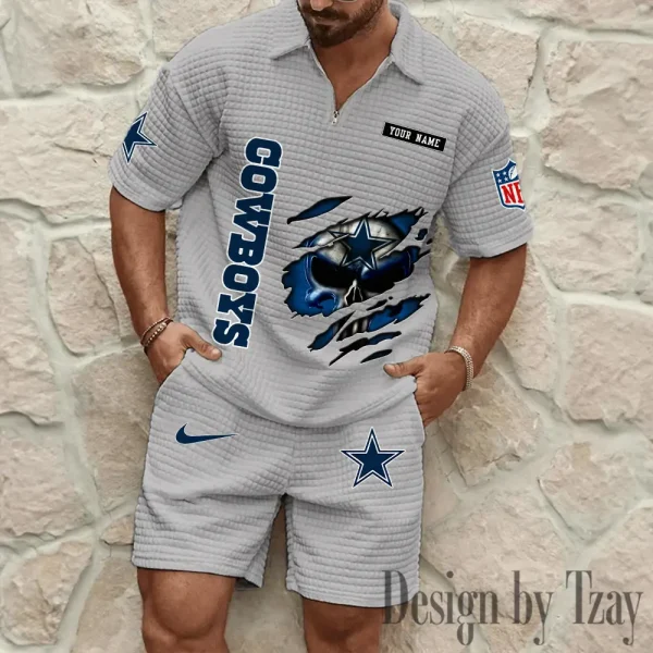 Dallas Cowboys Men's Waffle Knit Short Sleeve Slim Fit Soft Summer And Shorts BSPTWHZSS385 - Image 2