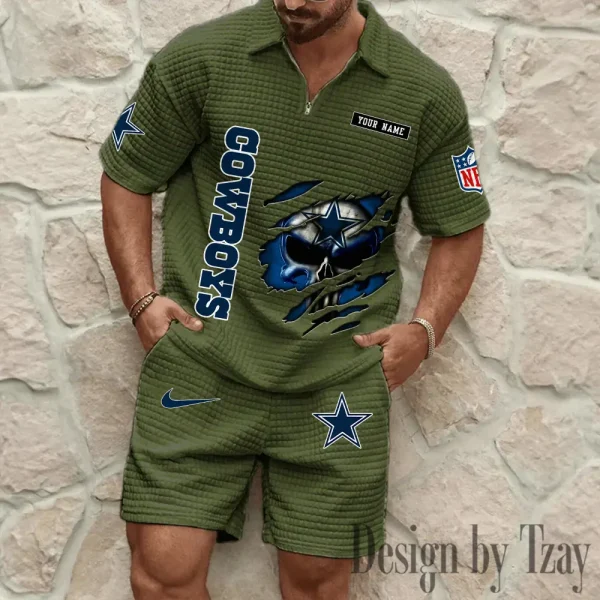 Dallas Cowboys Men's Waffle Knit Short Sleeve Slim Fit Soft Summer And Shorts BSPTWHZSS385 - Image 4