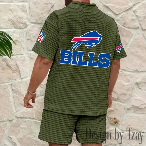 Buffalo Bills Men's Waffle Knit Short Sleeve Slim Fit Soft Summer And Shorts BSPTWHZSS347 - Image 6