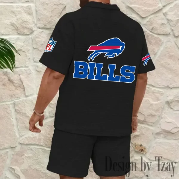 Buffalo Bills Men's Waffle Knit Short Sleeve Slim Fit Soft Summer And Shorts BSPTWHZSS347 - Image 10