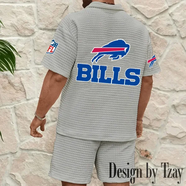 Buffalo Bills Men's Waffle Knit Short Sleeve Slim Fit Soft Summer And Shorts BSPTWHZSS347 - Image 8