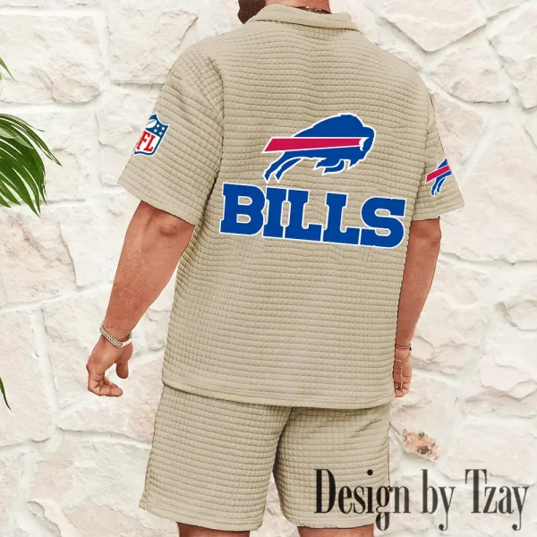 Buffalo Bills Men's Waffle Knit Short Sleeve Slim Fit Soft Summer And Shorts BSPTWHZSS347 - Image 4
