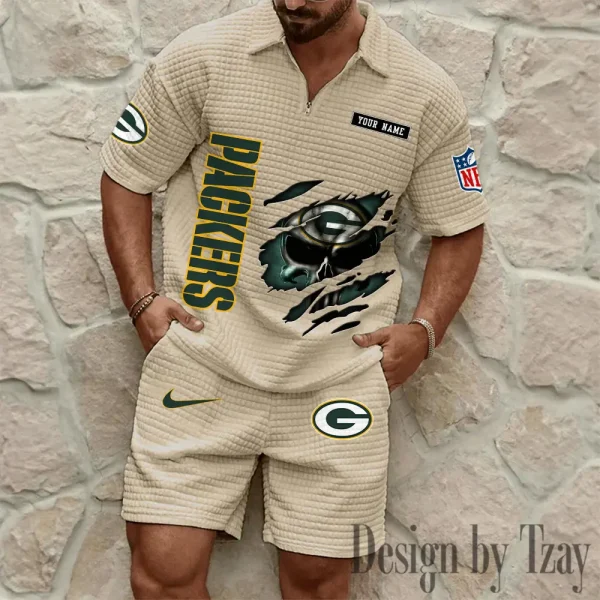 Green Bay Packers Men's Waffle Knit Short Sleeve Slim Fit Soft Summer And Shorts BSPTWHZSS388