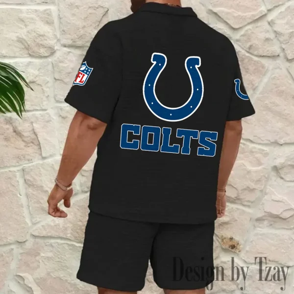 Indianapolis Colts Men's Waffle Knit Short Sleeve Slim Fit Soft Summer And Shorts BSPTWHZSS390 - Image 6