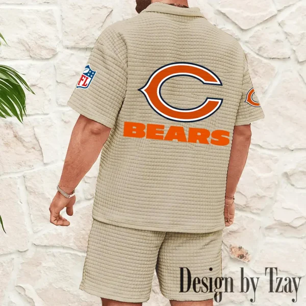 Chicago Bears Men's Waffle Knit Short Sleeve Slim Fit Soft Summer And Shorts BSPTWHZSS349 - Image 4