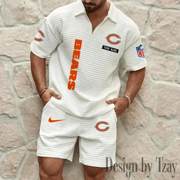 Chicago Bears Men's Waffle Knit Short Sleeve Slim Fit Soft Summer And Shorts BSPTWHZSS349 - Image 7