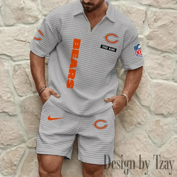 Chicago Bears Men's Waffle Knit Short Sleeve Slim Fit Soft Summer And Shorts BSPTWHZSS349 - Image 5