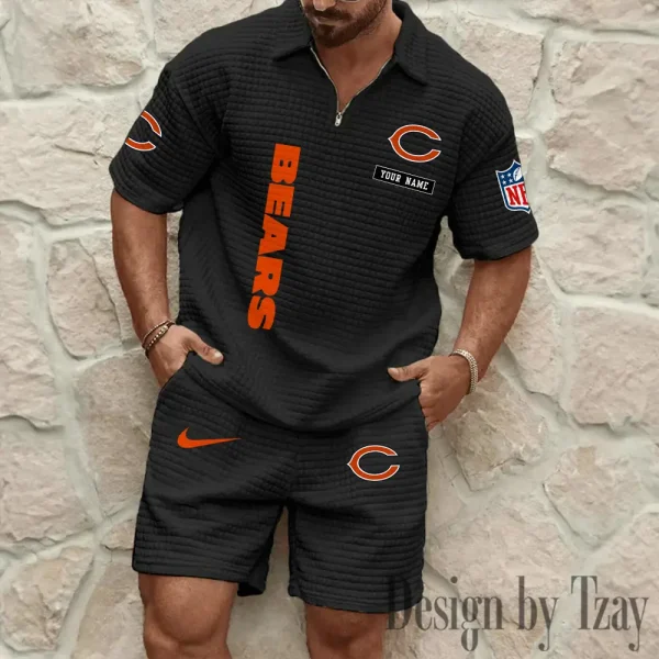Chicago Bears Men's Waffle Knit Short Sleeve Slim Fit Soft Summer And Shorts BSPTWHZSS349 - Image 9