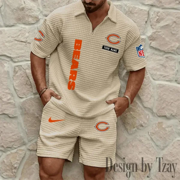 Chicago Bears Men's Waffle Knit Short Sleeve Slim Fit Soft Summer And Shorts BSPTWHZSS349 - Image 3