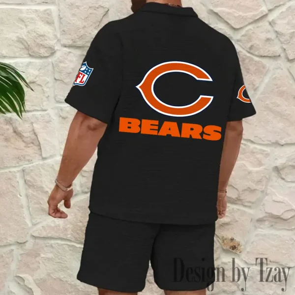 Chicago Bears Men's Waffle Knit Short Sleeve Slim Fit Soft Summer And Shorts BSPTWHZSS349 - Image 10