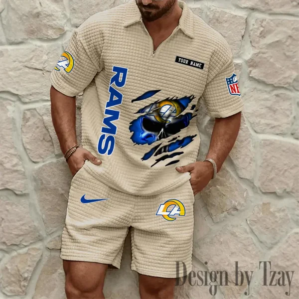 Los Angeles Rams Men's Waffle Knit Short Sleeve Slim Fit Soft Summer And Shorts BSPTWHZSS395 - Image 5
